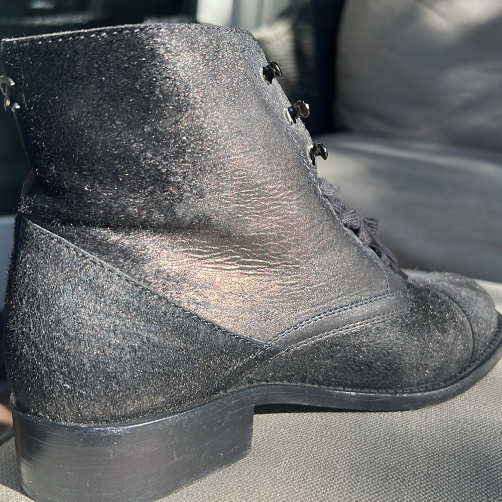 Chanel Black Lace Up Ankle Boots - Picture 9 of 11